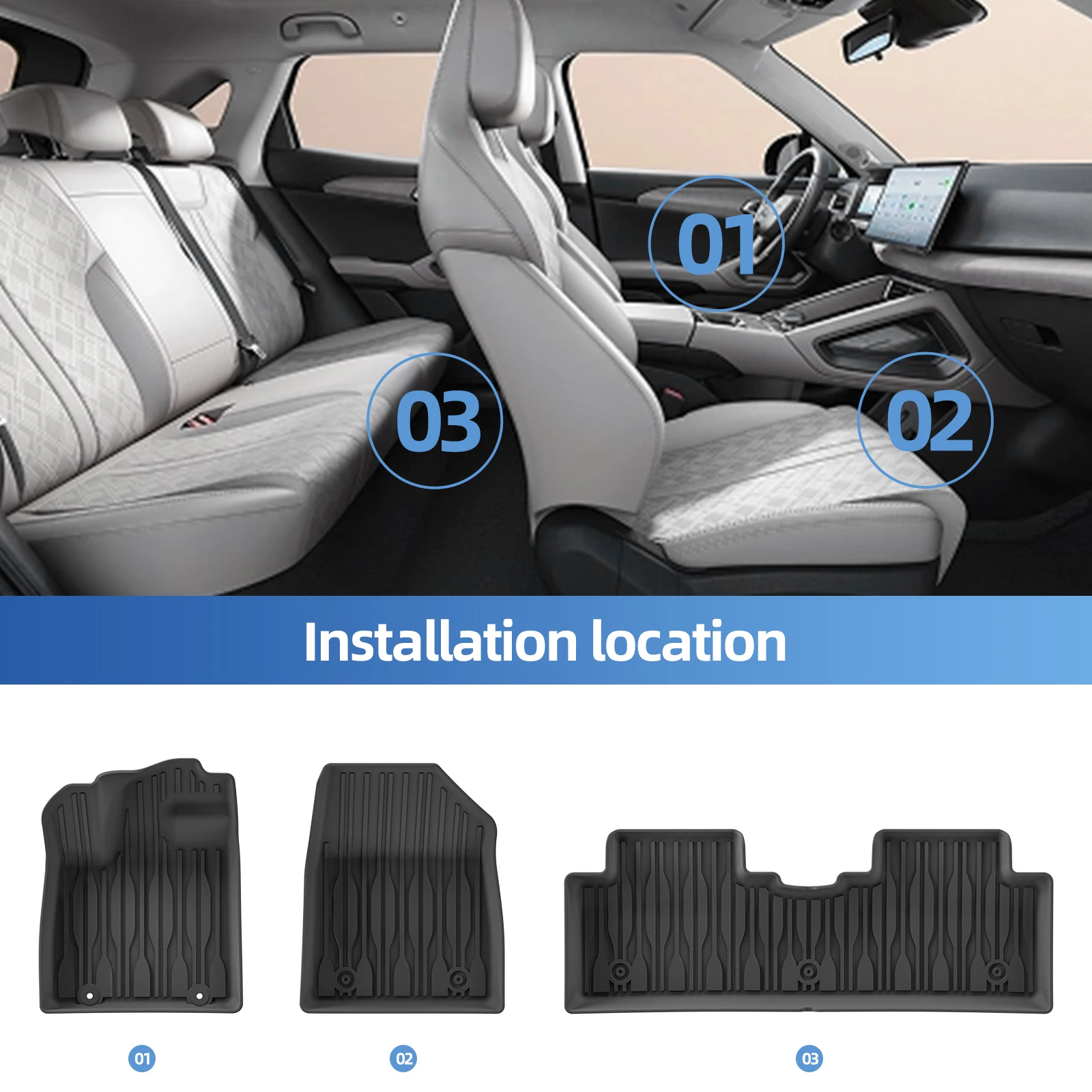 Left Drive for BYD ATTO2 EV/Yuan Pro Yuan UP 2024-2026 Car Floor Mats Cargo Liner Trunk Pad TPE 3D Foot Mat Waterproof BLACK