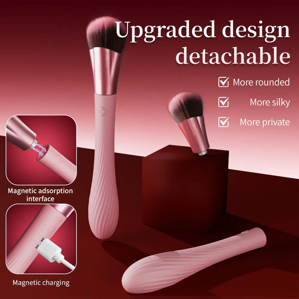 New Upgrade Makeup Brush Vibrator Detachable Brush G-Spot Nipple Clitoral Stimulator Bullet Dildo Vibrators Sex Toys for Woman thumbnail 5