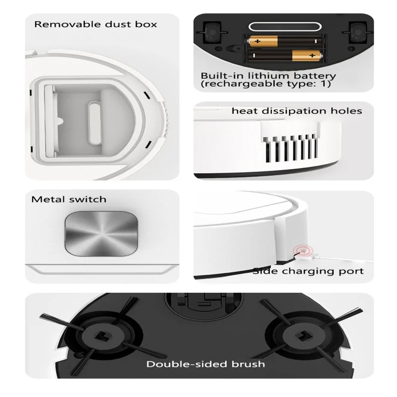 Mini Silent Smart Sweeping Robot Three-in-one Multi-function Cleaning Machine Vacuum Cleaner Sweep Mop Brush 2025 thumbnail 6