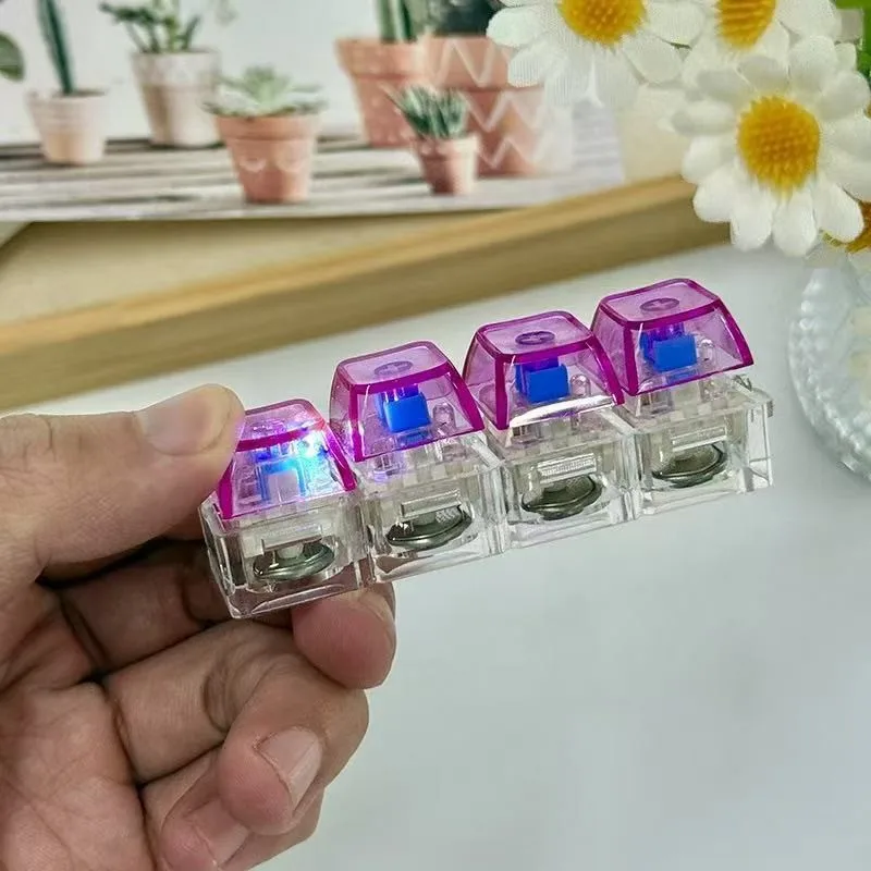 LED Keyboard Keychain Fidget Toys Crystal Clicker Sensory Toy for Stress Relief Keyboard Keychain Fidget Gadget for Adults Kids thumbnail 3