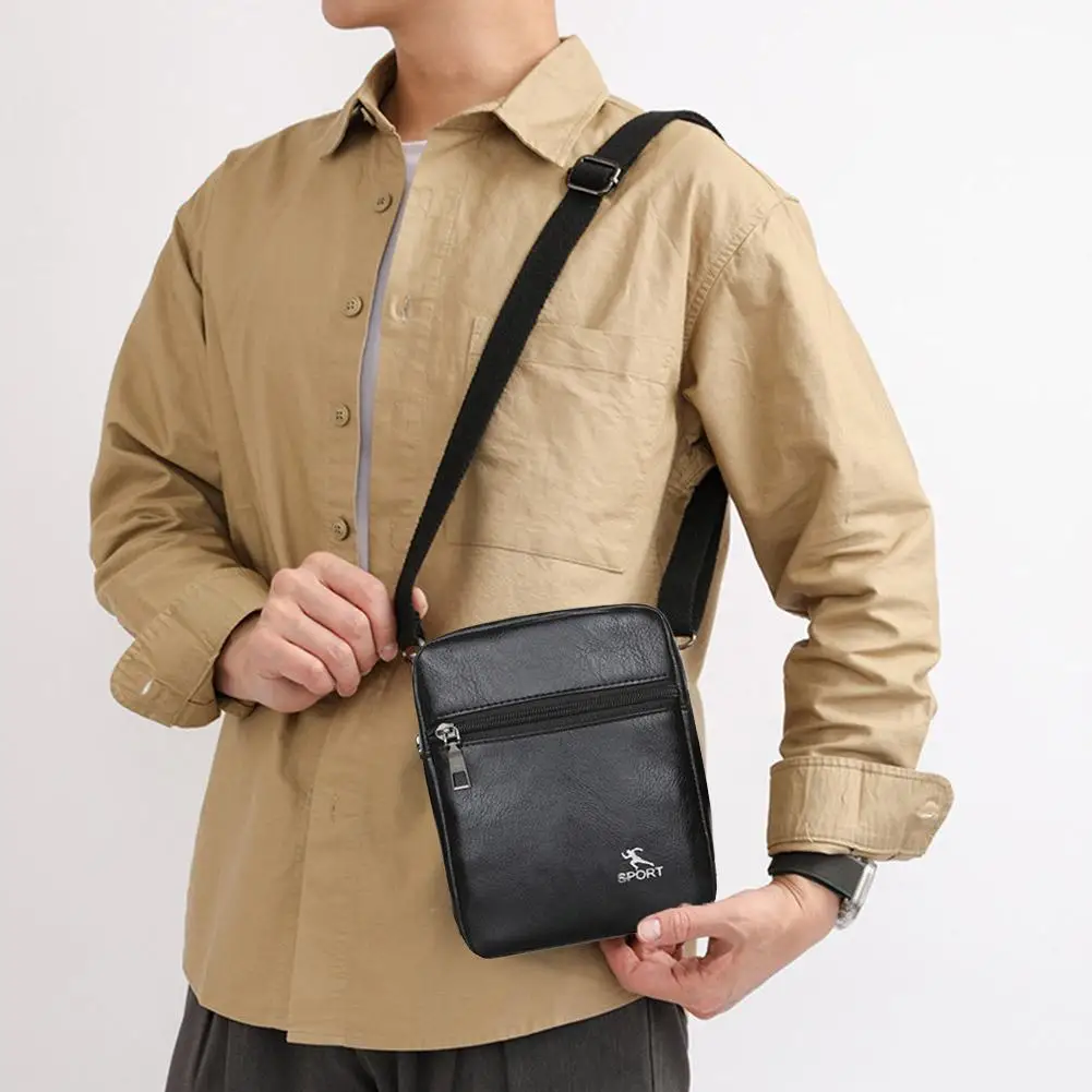 PU Leather Crossbody Messenger Bag For Men Office Worker Sling Shoulder Bags Travel Black Brown Khaki Handbags Crossbody Bag thumbnail 6