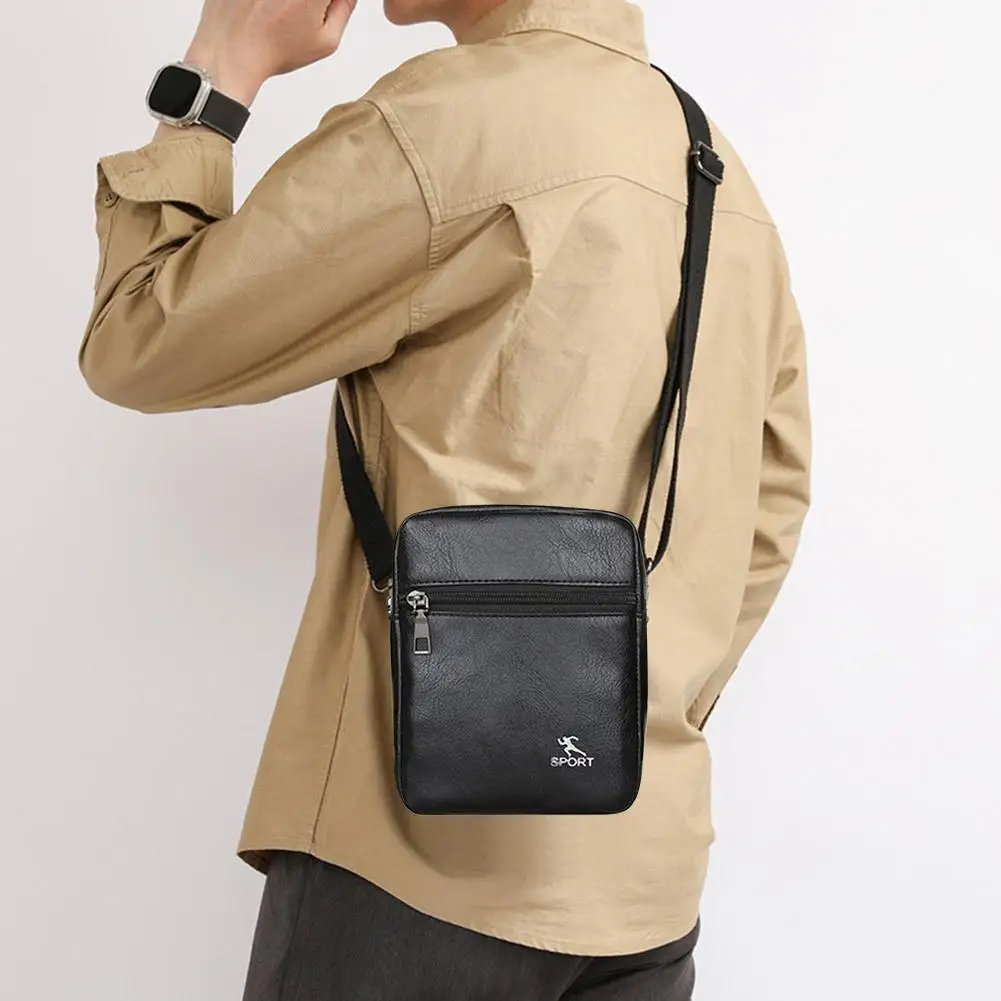 PU Leather Crossbody Messenger Bag For Men Office Worker Sling Shoulder Bags Travel Black Brown Khaki Handbags Crossbody Bag thumbnail 5