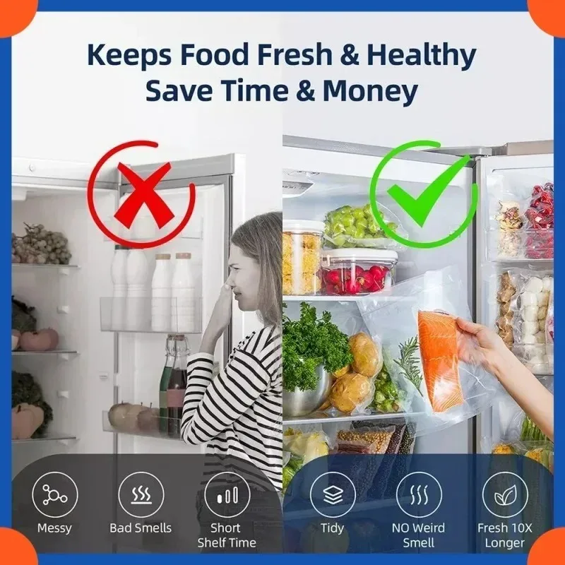Household Vacuum Sealer Electric Vacuum Packaging Machine Kitchen Food Storage Tool One Touch To Operate Built-in Cutter thumbnail 4