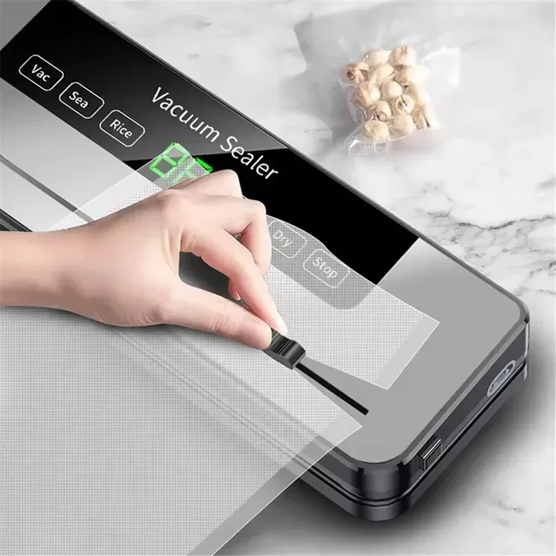Household Vacuum Sealer Electric Vacuum Packaging Machine Kitchen Food Storage Tool One Touch To Operate Built-in Cutter thumbnail 3