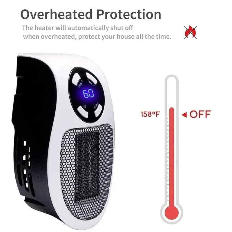 Wall-mounted Electric Heater Energy-efficient Warm Air Blower Hot Air Blower Mini Hot Fan Electric Wall-mounted Heater Plug-in thumbnail 4