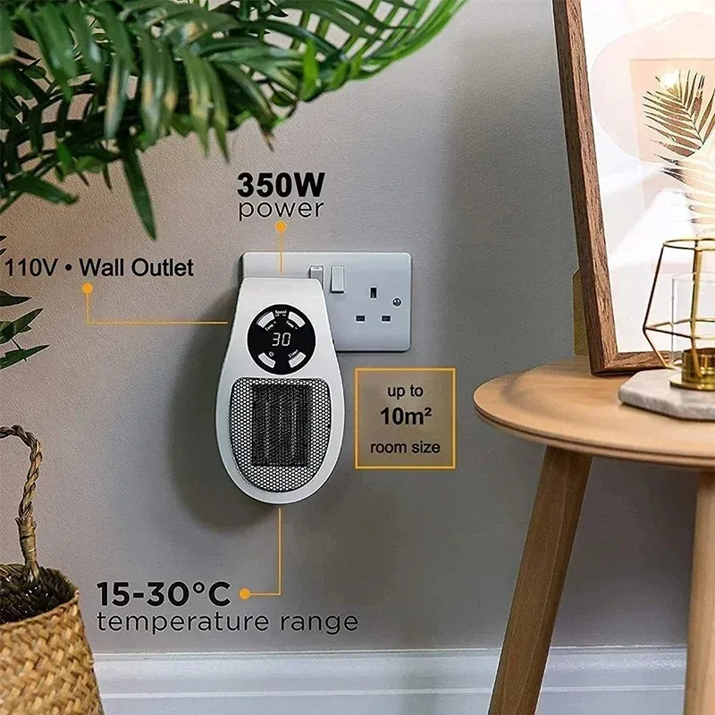 Wall-mounted Electric Heater Energy-efficient Warm Air Blower Hot Air Blower Mini Hot Fan Electric Wall-mounted Heater Plug-in thumbnail 5