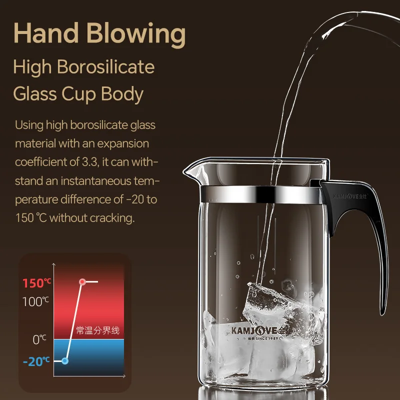 KAMJOVE Tea Pot for Infusions One-touch Tea Filtering Heat-resistant Glass Tea Cup 200/300/500/1000/1200ML Tea Brewing Kettle thumbnail 2