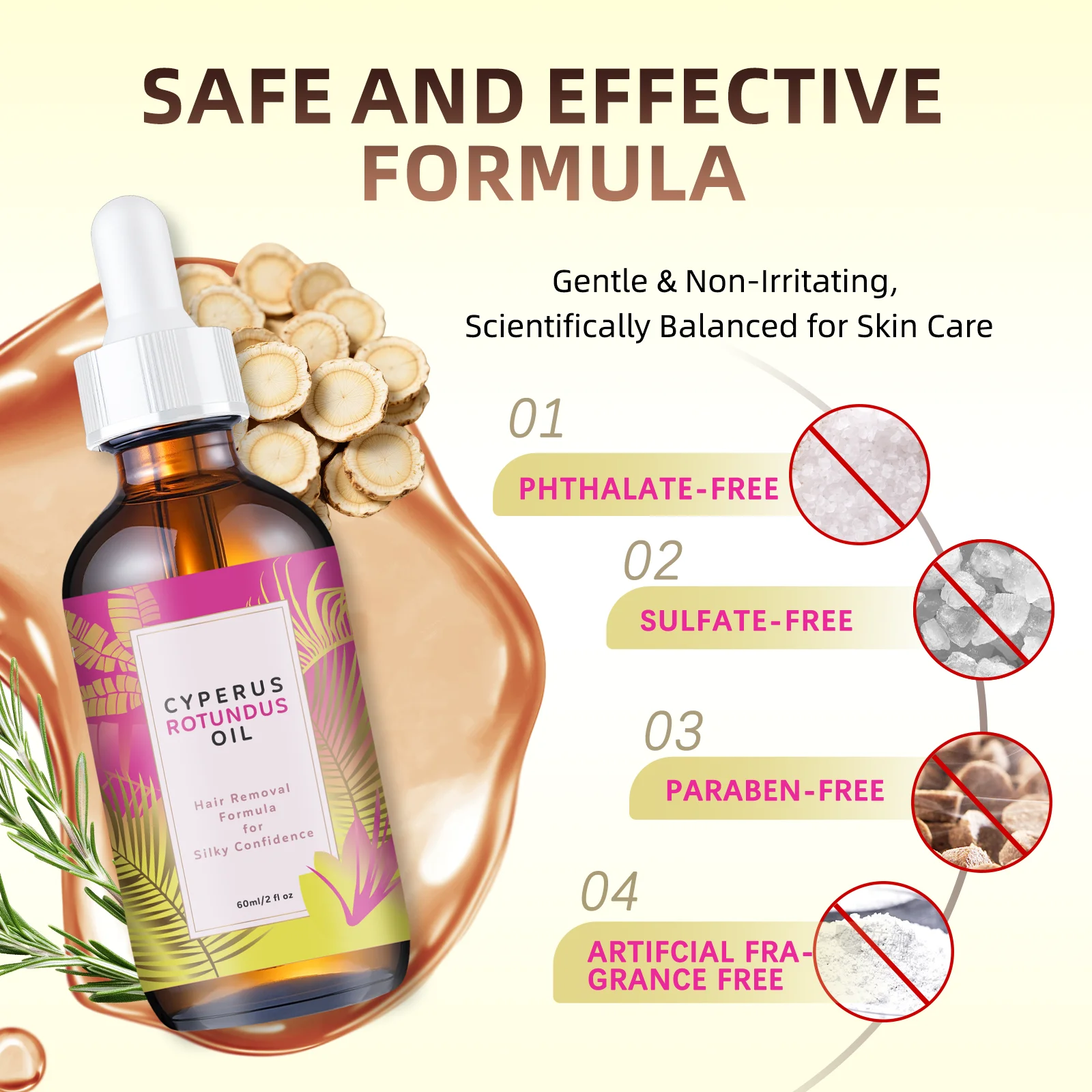 Natural Hair Growth Inhibitor Oil 60ml - Long-Lasting Reduction with Jojoba & Almond Oil for Smooth, Silky Skin, All Skin Types. thumbnail 6