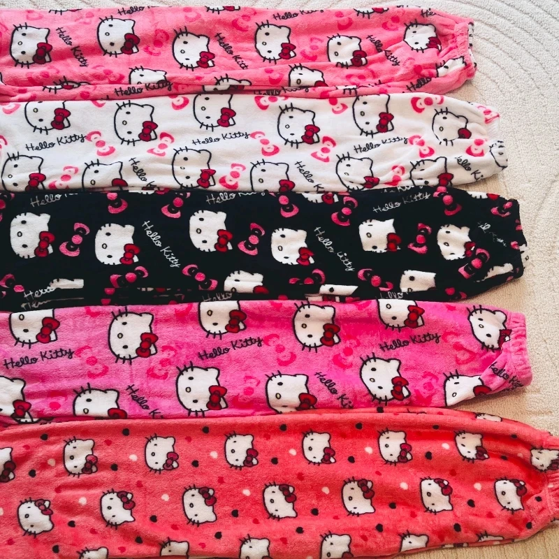 Y2K Hello Kitty pajamas anime women's pajamas Cartoon Fashion Home Sleepwear Trousers Leisure Home Clothing Winter Trouser thumbnail 4