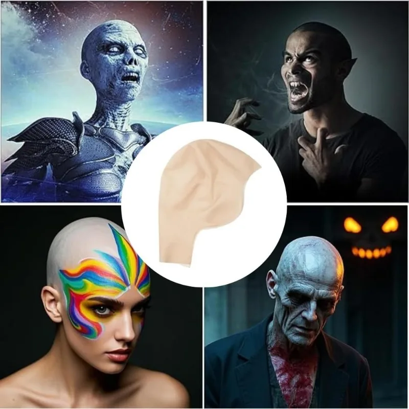 Bald Cap Makeup Kit, Premium Latex Bald Head Cover with 1 Mesh Wig Liners, for Cosplay Halloween Theatrical Makeup thumbnail 5