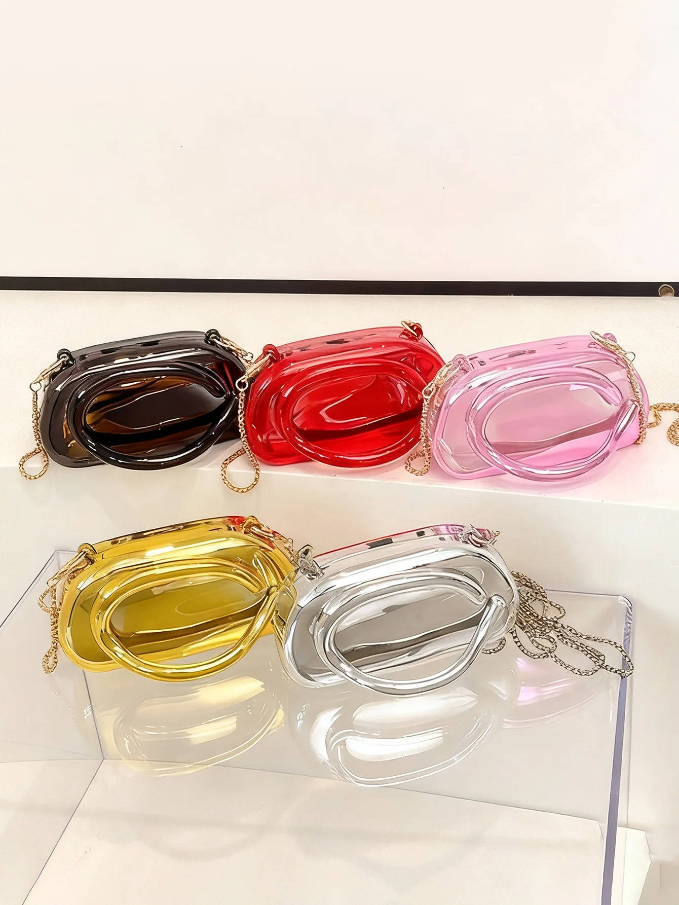 Mini version fashion gold metal closure box-shaped clutch bag women's evening wedding party chain crossbody bag shoulder bag thumbnail 5