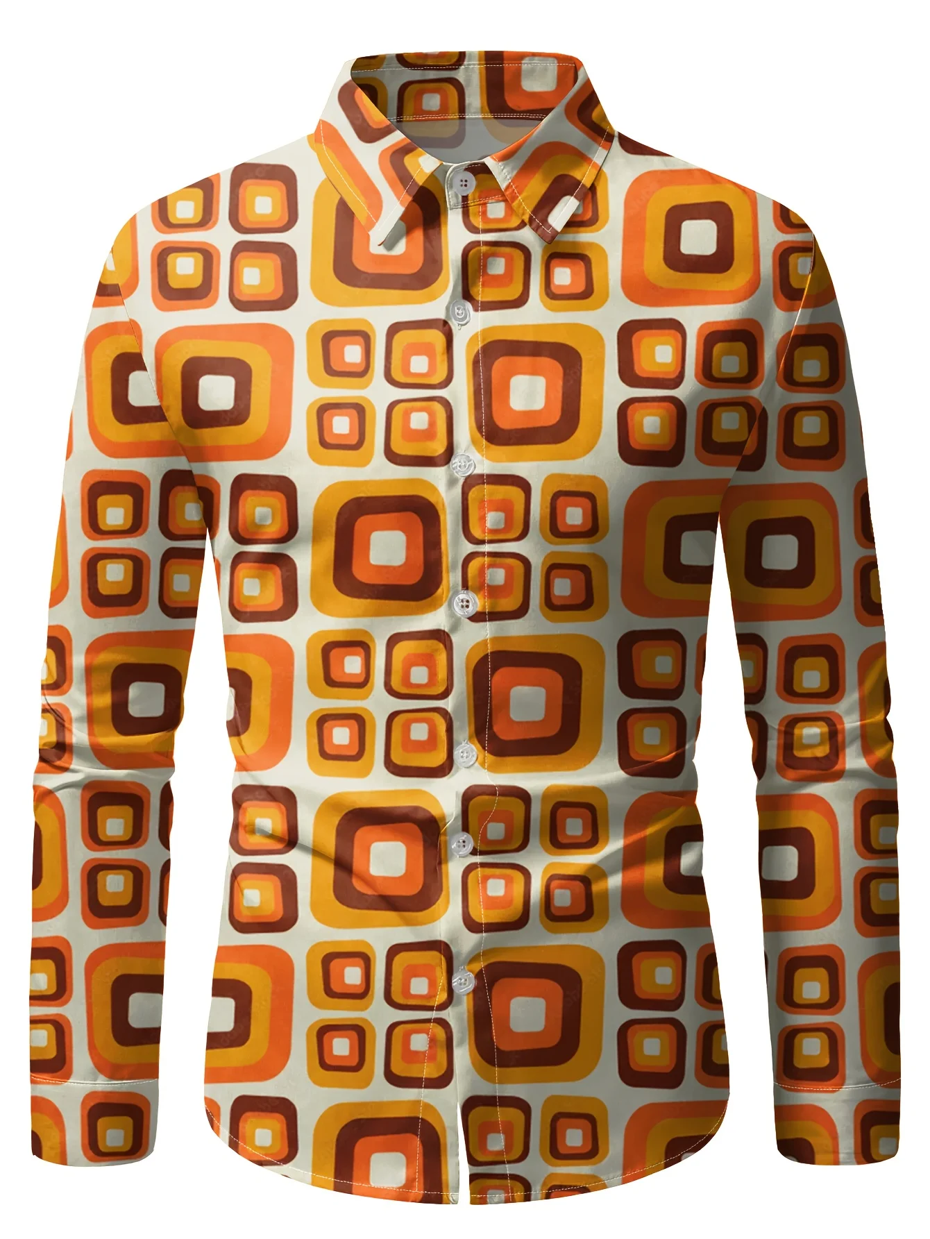 70s Theme Parties Men's 70s Disco Party Shirt - Retro Vintage Formal & Casual Button-Up Blouse with gradient, Machine Washable thumbnail 4