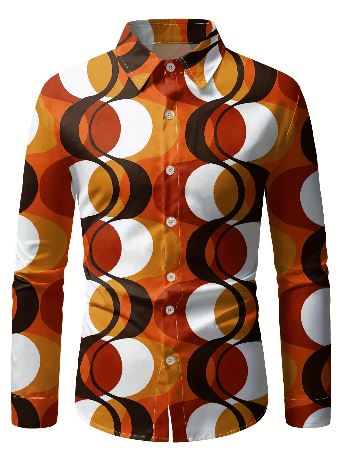 70s Theme Parties Men's 70s Disco Party Shirt - Retro Vintage Formal & Casual Button-Up Blouse with gradient, Machine Washable thumbnail 3