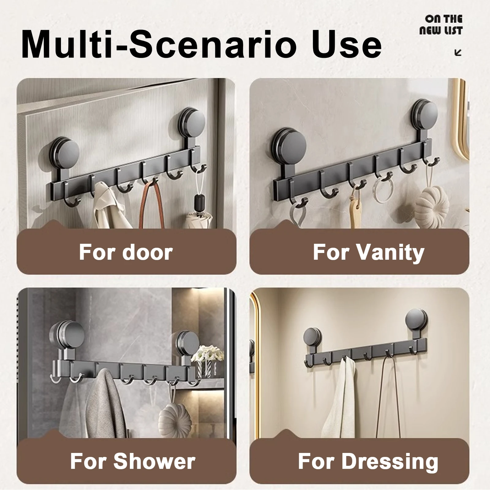 Suction Cup Bathroom Hooks Towel Hanger Nail Wall Rack Hooks Coat Clothes Holder for Bathroom Kitchen Accessories thumbnail 4