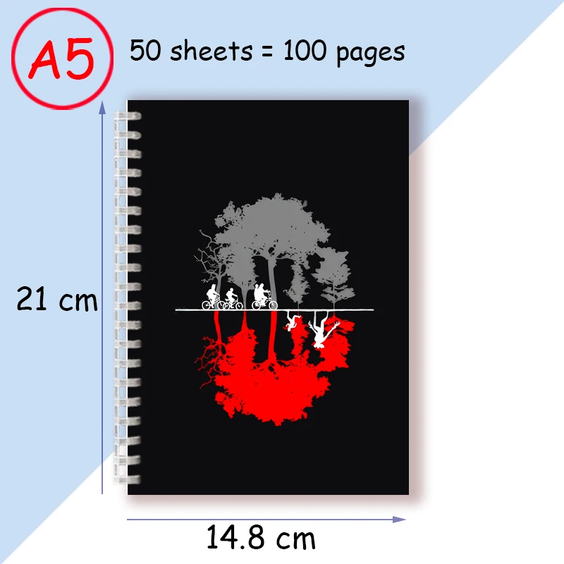A5 Spiral Notebook Journal - Running UP Friends Eleven Upside Down - Fun Men Women Kids Christmas Gifts Funny Things thumbnail 6