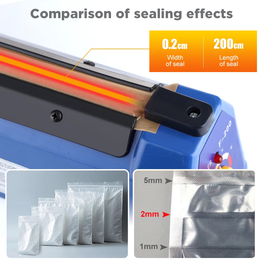 280/200mm 110/220V Heat Seal Machine Household Impulse Vacuum & Power Suction Food Meat Plastic Bag Sealer Kitchen Fruit Storage thumbnail 3