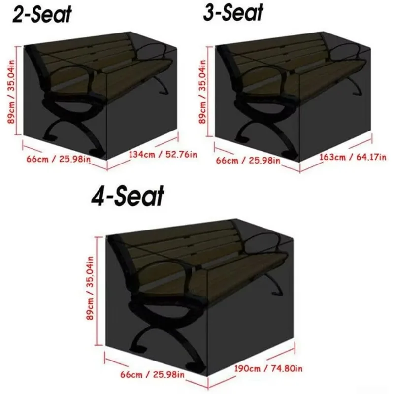 Outdoor Waterproof Garden Bench Cover 2/3/4 Seater Bench Seat Covers Heavy Duty Patio Loveseat Cover(134x66x89cm) thumbnail 5