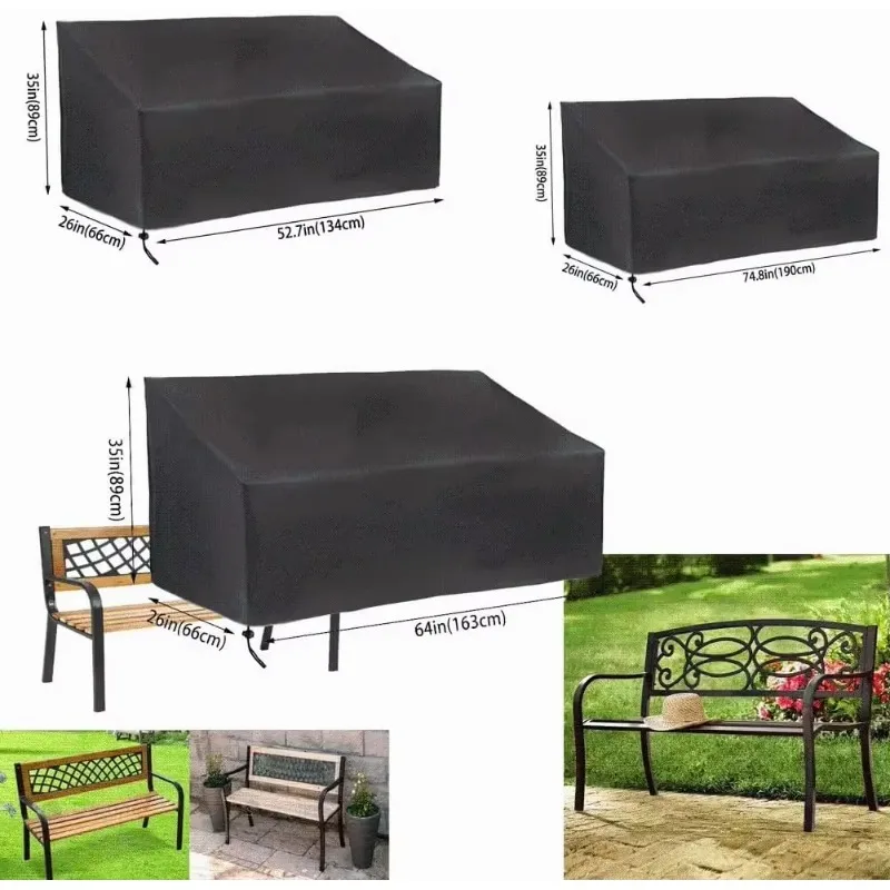 Outdoor Waterproof Garden Bench Cover 2/3/4 Seater Bench Seat Covers Heavy Duty Patio Loveseat Cover(134x66x89cm) thumbnail 6