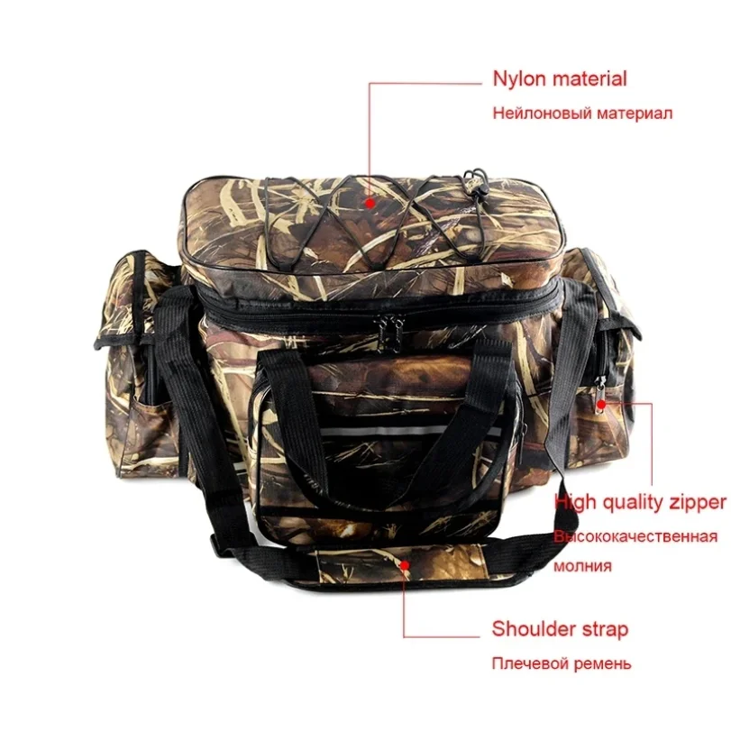 50*30*25cm Waterproof Fishing Bag Nylon Large Capacity Multi-Purpose Fishing Tackle Bag Two-Layer Outdoor Shoulder Bags thumbnail 4