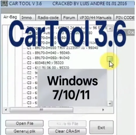 CarTool 3.6 Car tool for Immo and Airbag Reset Car repair software Windows 7/10/ 11