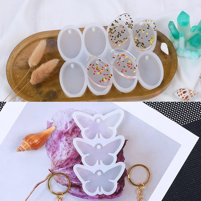 Silicone Resin Molds Set for DIY Round Oval Keychain Pendant Jewelry Casting Mold Used for Making Earrings Pendant Keychains thumbnail 5