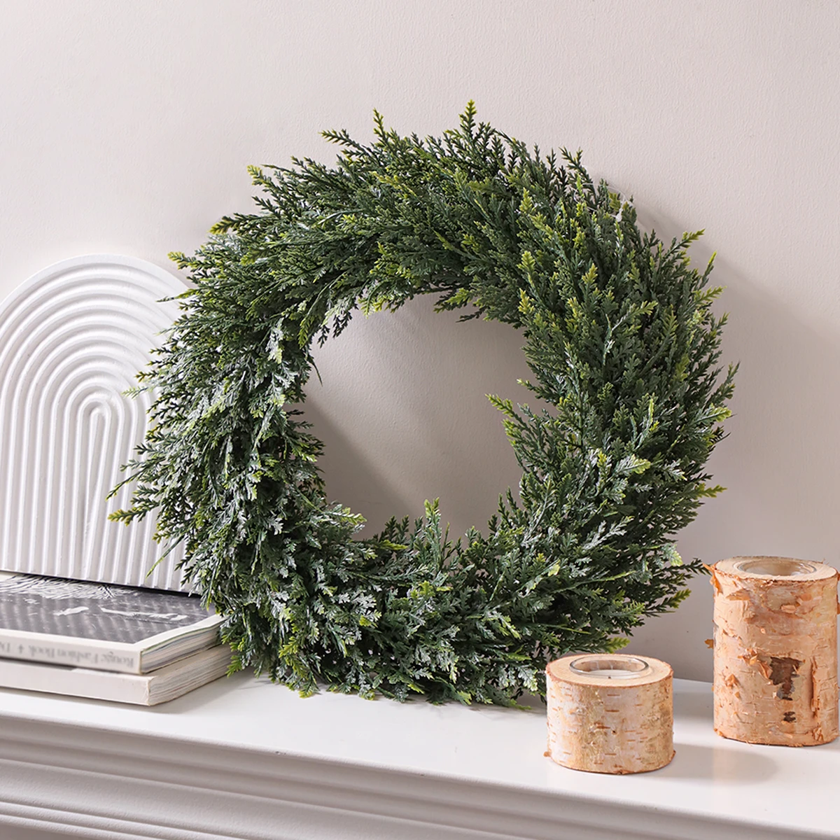 SIA FLOWER Cedar Artificial Flower Ring PE Material Cedar Grass Ring Artificial Plants Garden Decor Home Decor thumbnail 4