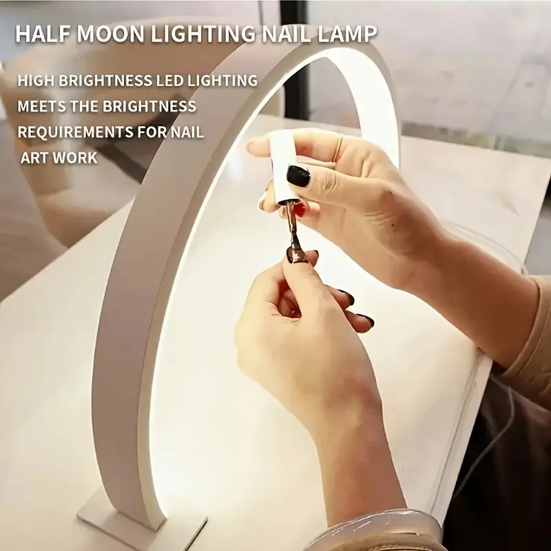 New Moon Nail Work Lamp - Beauty Work Desk Lamp, Three-color USB Power Supply - Black/White/Pink, Suitable for Nail Art, Eyelash thumbnail 2