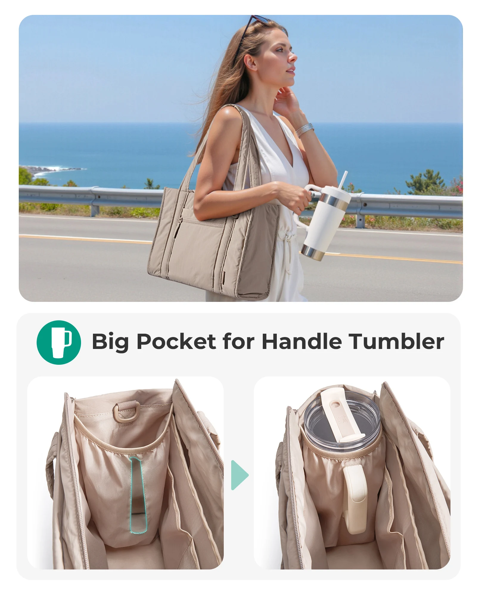 BAGSMART Small Tote Bag for Women Lightweight Crossbody Bag with Zipper Mini Shoulder Bag for Travel Work College thumbnail 4