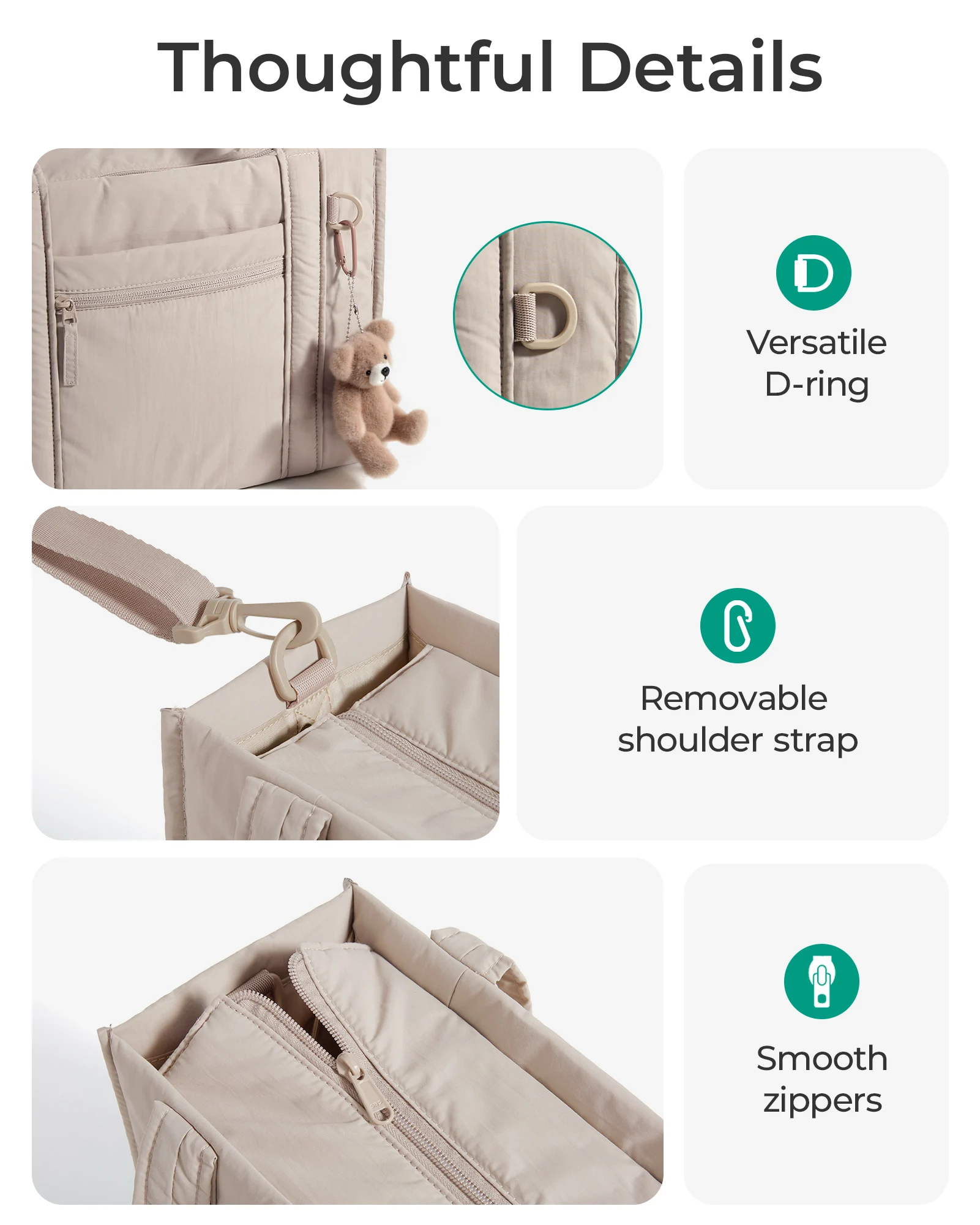 BAGSMART Small Tote Bag for Women Lightweight Crossbody Bag with Zipper Mini Shoulder Bag for Travel Work College thumbnail 5