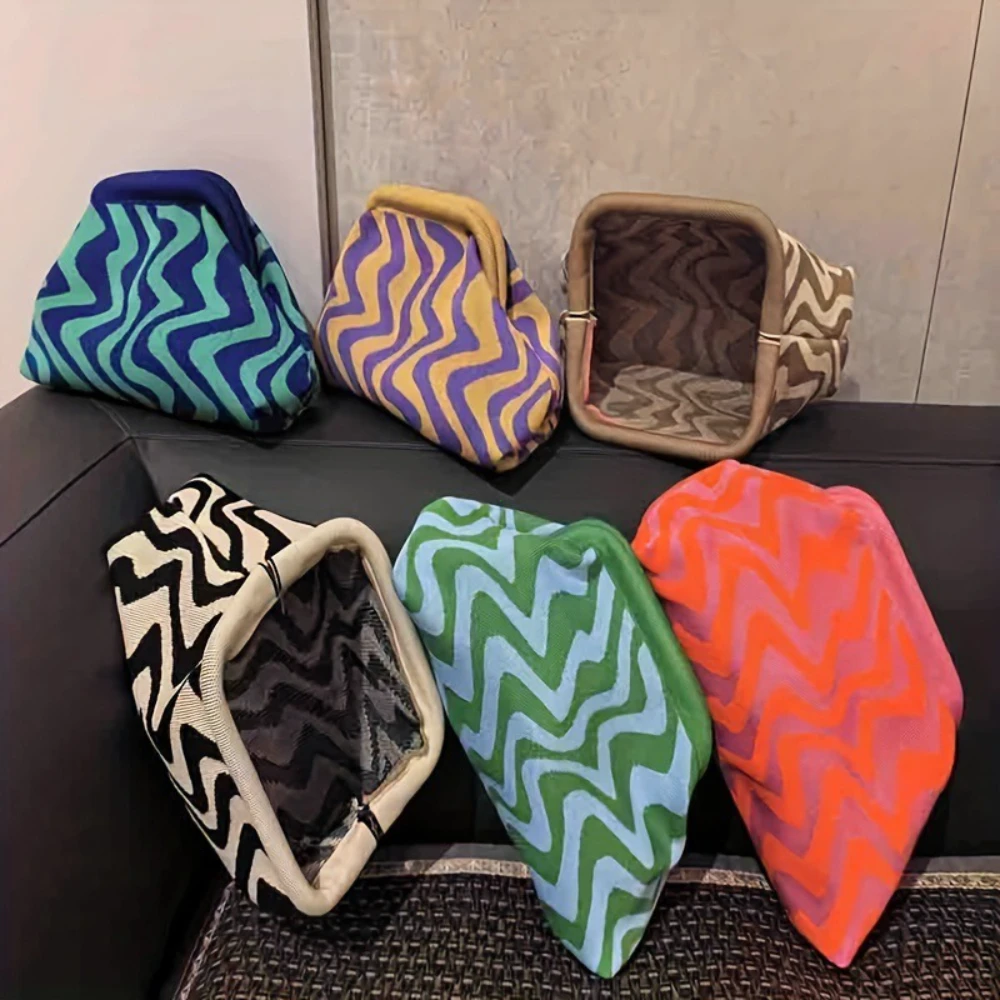 2026 NEW Ladies Beach Shoulderbag Vintage Letter Crochet Knitted Tote Crochet Cord Fabric Shopping Bag Unclosed Unlined Purse