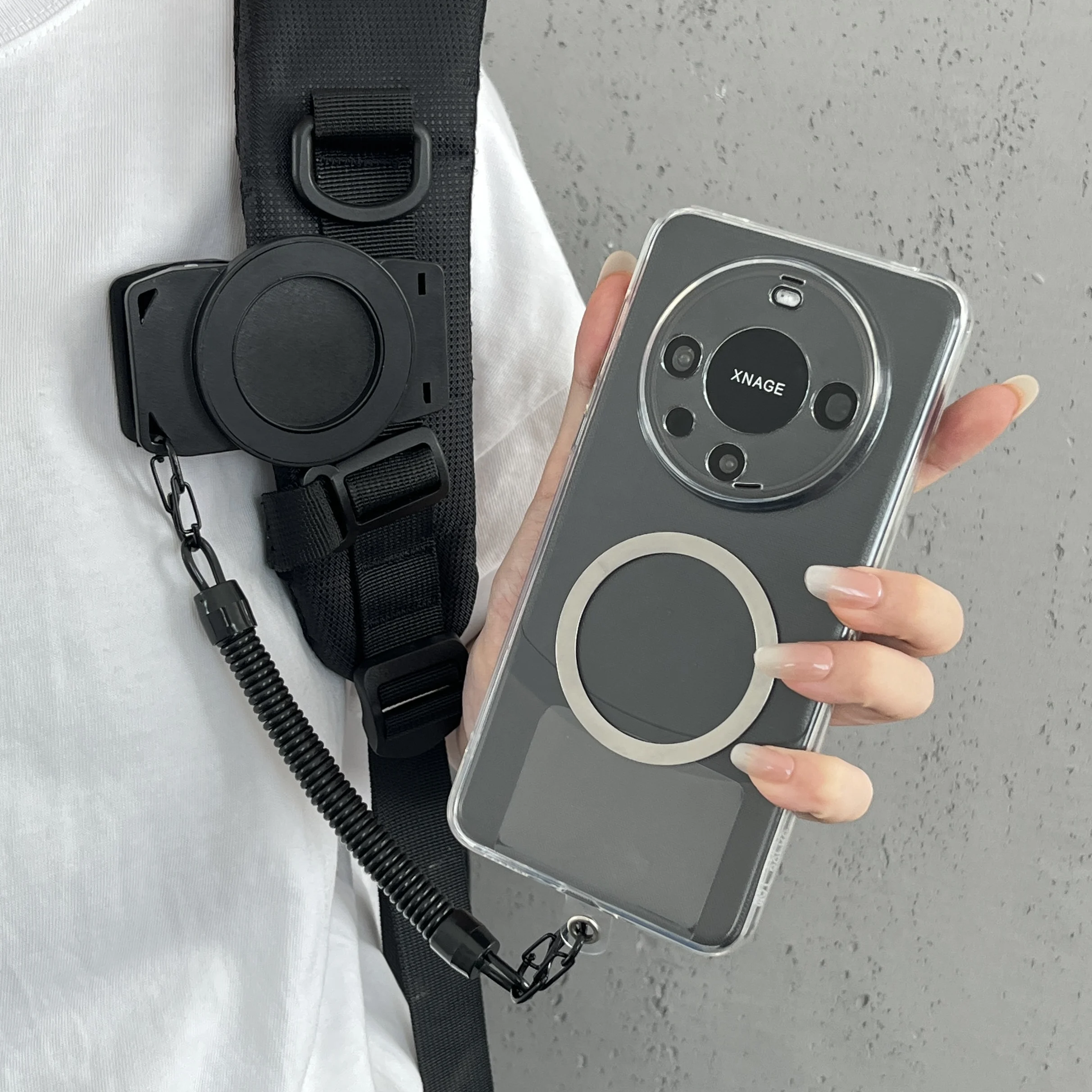 Free Hands Magnetic Belt Clip Holder Mobile Phone Holder Backpack Clip Metal Hook Spring Rope For Magsafe iPhone Accessories thumbnail 3