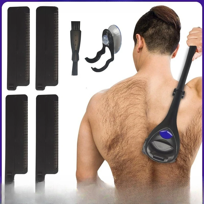 Pain-Free Back Scraper Tool  Manual Long Handle Foldable Razor with Durable Blades for Home Use Practical Grooming Accessory