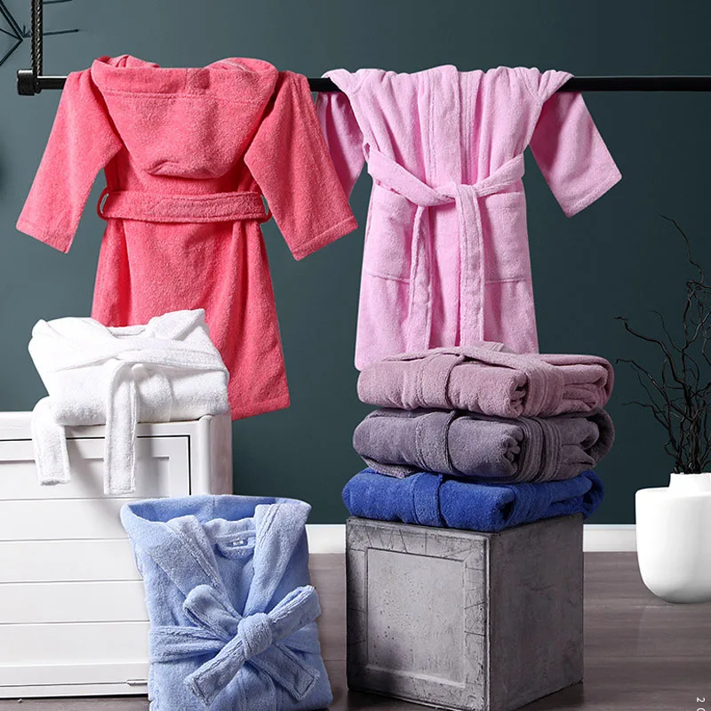 Children Bathrobe 100% Cotton Thickened Soft Hooded Belted Towel Robe for Boys Girls Aged 2-12 Years thumbnail 6