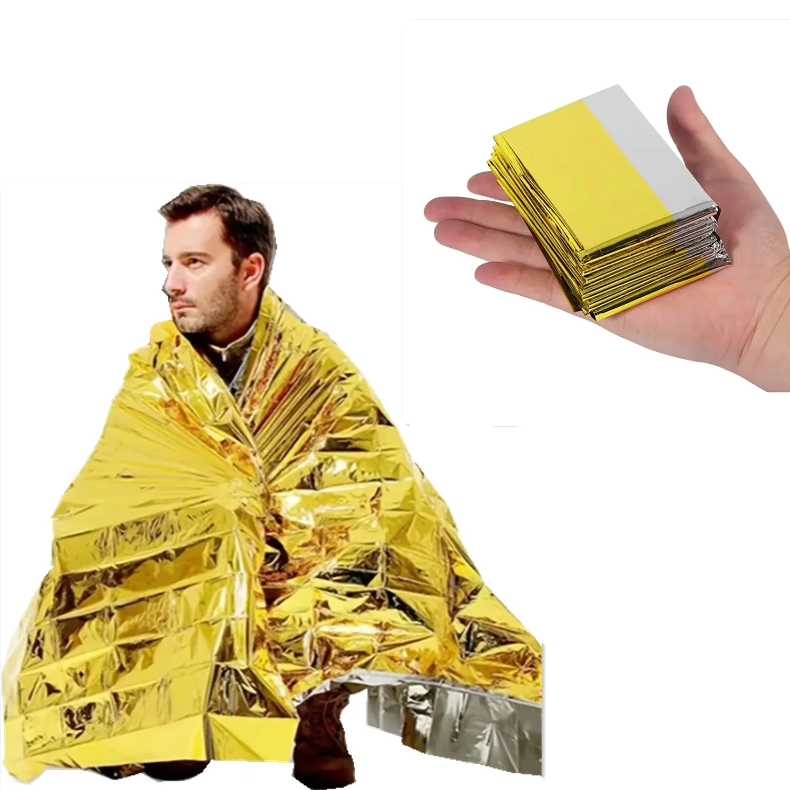 Outdoor Emergency Gold-Sliver Survival Blanket Waterproof First Aid Rescue Curtain Foil Thermal Military Blanket 130X210Cm