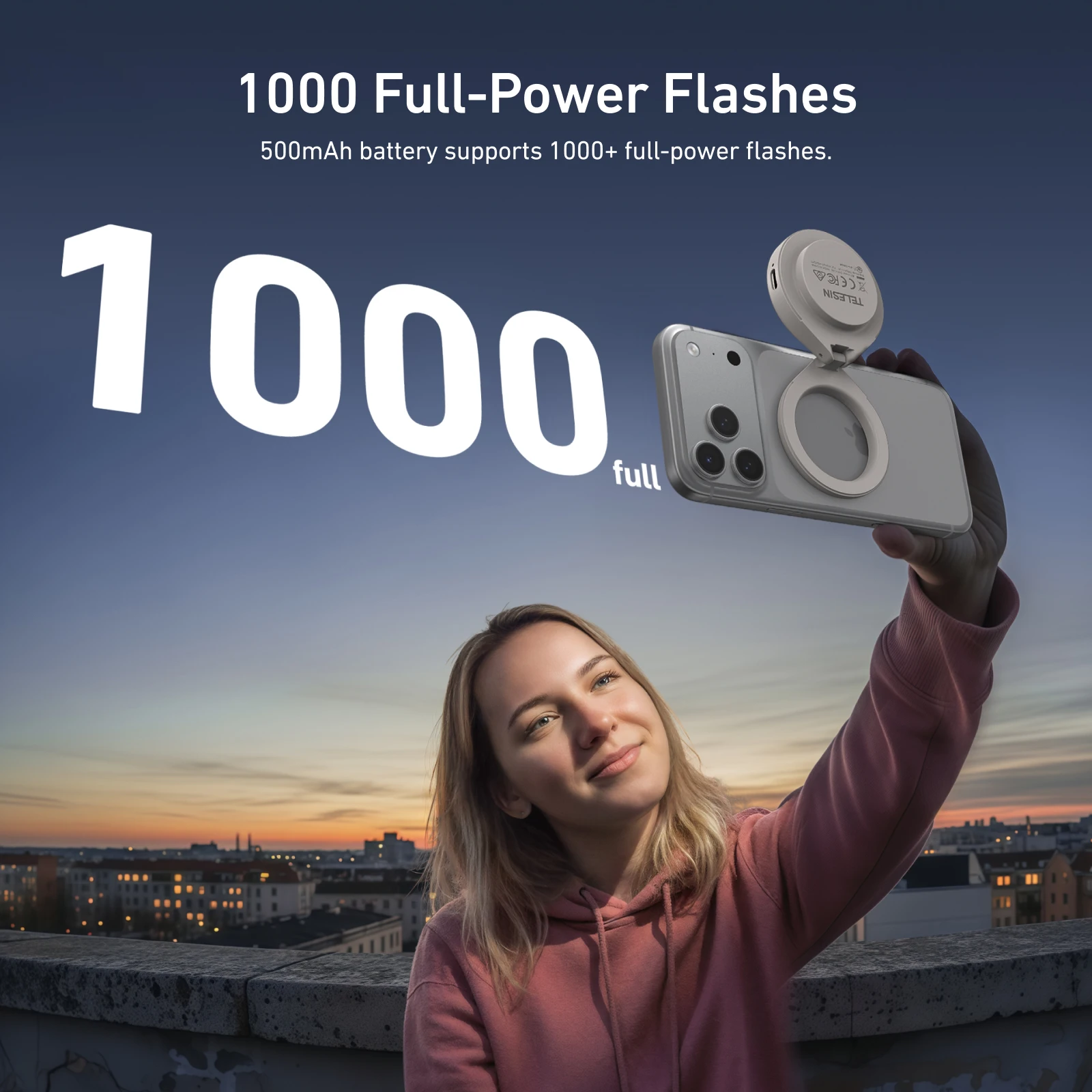 TELESIN Magnetic Flash light Smartphone Photography Mini Selfie Light Adjustable Brightness for Iphone XIAOMI HUAWEI SAMSUNG thumbnail 5