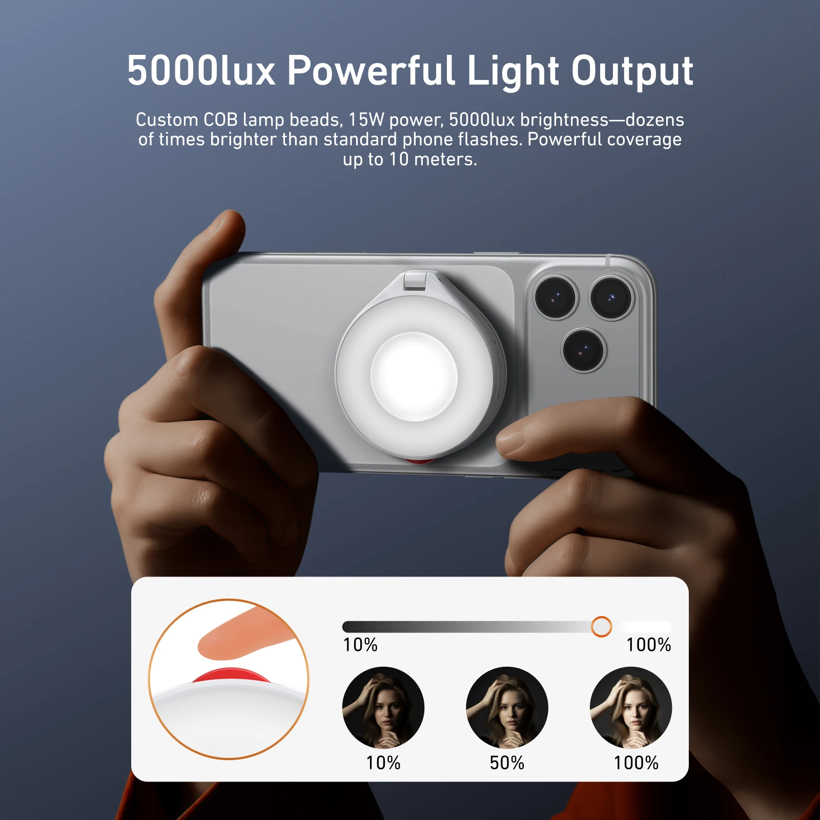 TELESIN Magnetic Flash light Smartphone Photography Mini Selfie Light Adjustable Brightness for Iphone XIAOMI HUAWEI SAMSUNG thumbnail 4