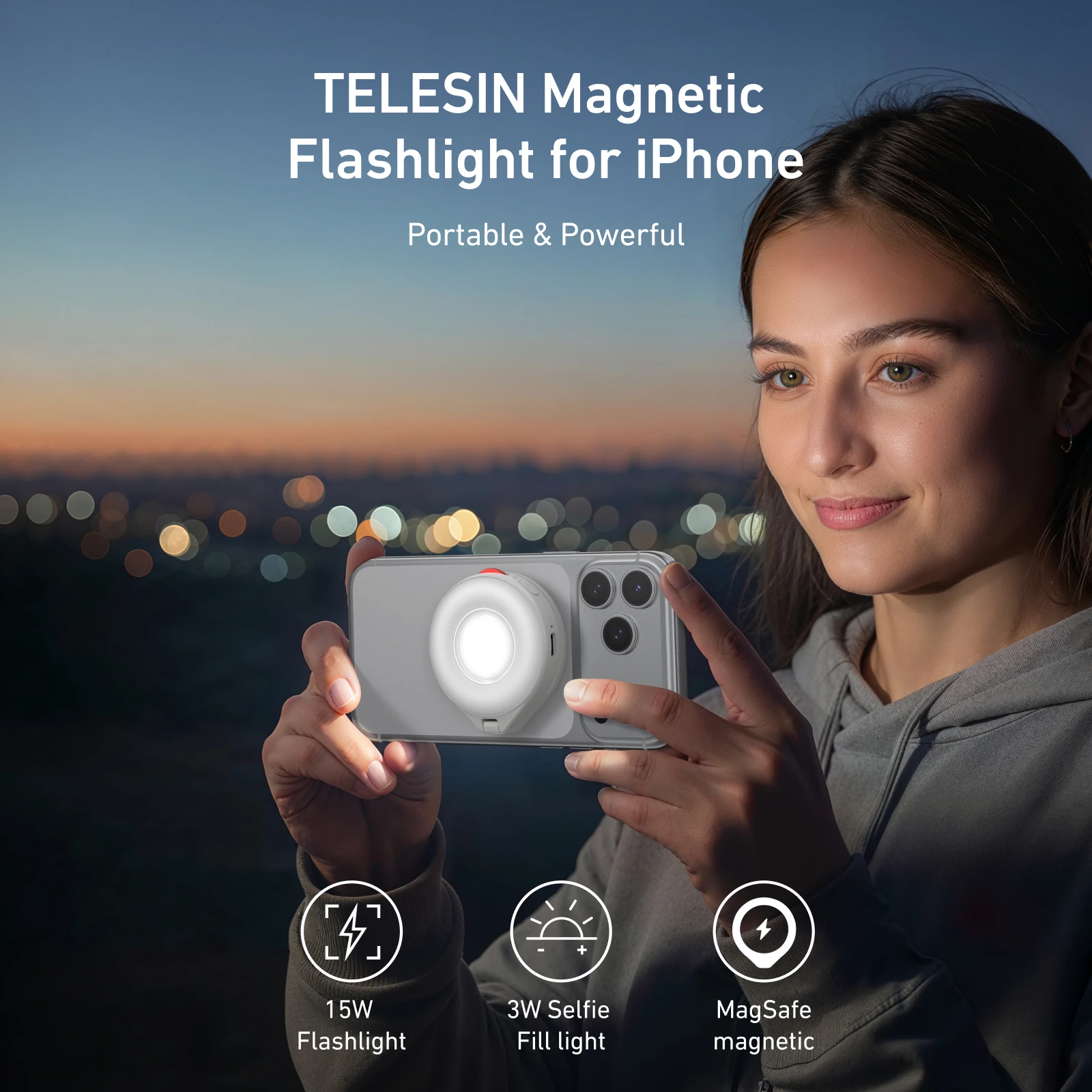 TELESIN Magnetic Flash light Smartphone Photography Mini Selfie Light Adjustable Brightness for Iphone XIAOMI HUAWEI SAMSUNG thumbnail 2