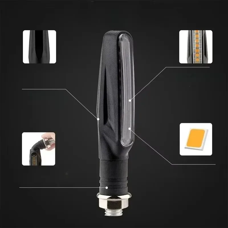 1Pcs Universal Motorcycle Flashing Light Tail Lamp Motorcycle LED Turn Signal Light DRL Amber Flowing Blinker Indicator thumbnail 3