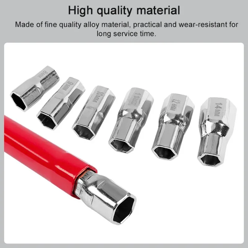 1PC Professional Carbon Steel Faucet Wrench Plumber Tool with 5 Sockets and 1 Chuck Tap Back Nut for Sink Basin Installation thumbnail 5