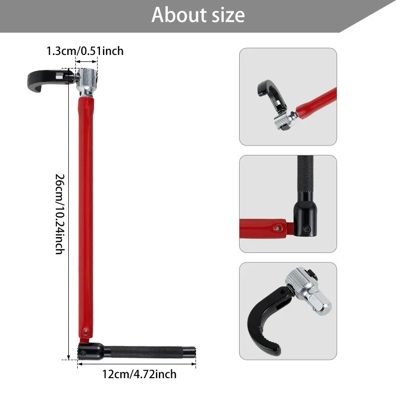1PC Professional Carbon Steel Faucet Wrench Plumber Tool with 5 Sockets and 1 Chuck Tap Back Nut for Sink Basin Installation thumbnail 2