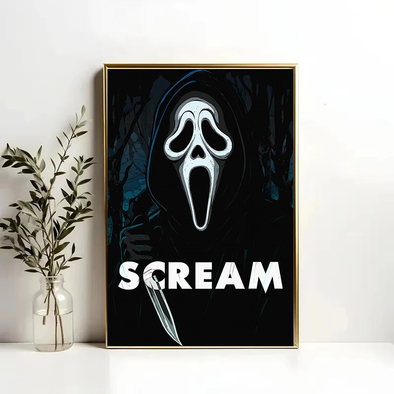 Classic Horror Thriller Movie S-ScreaM Poster Canvas Painting  Print Home Living Room Bedroom Entrance Bar Home Decor thumbnail 3