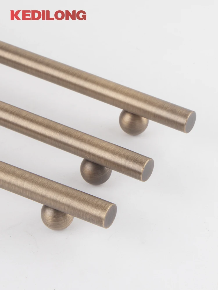 KEDLO solid brass European retro Bronze luxury handle kitchen cabinet antique brass long handle drawer ball shaped base handle