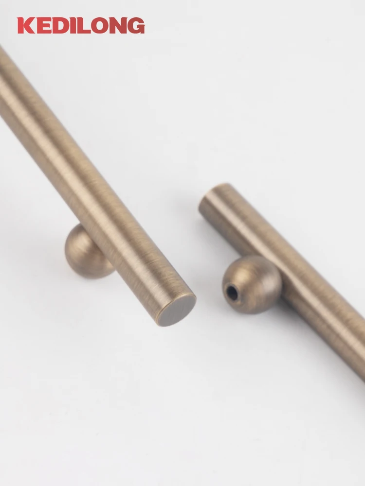 KEDLO solid brass European retro Bronze luxury handle kitchen cabinet antique brass long handle drawer ball shaped base handle thumbnail 3