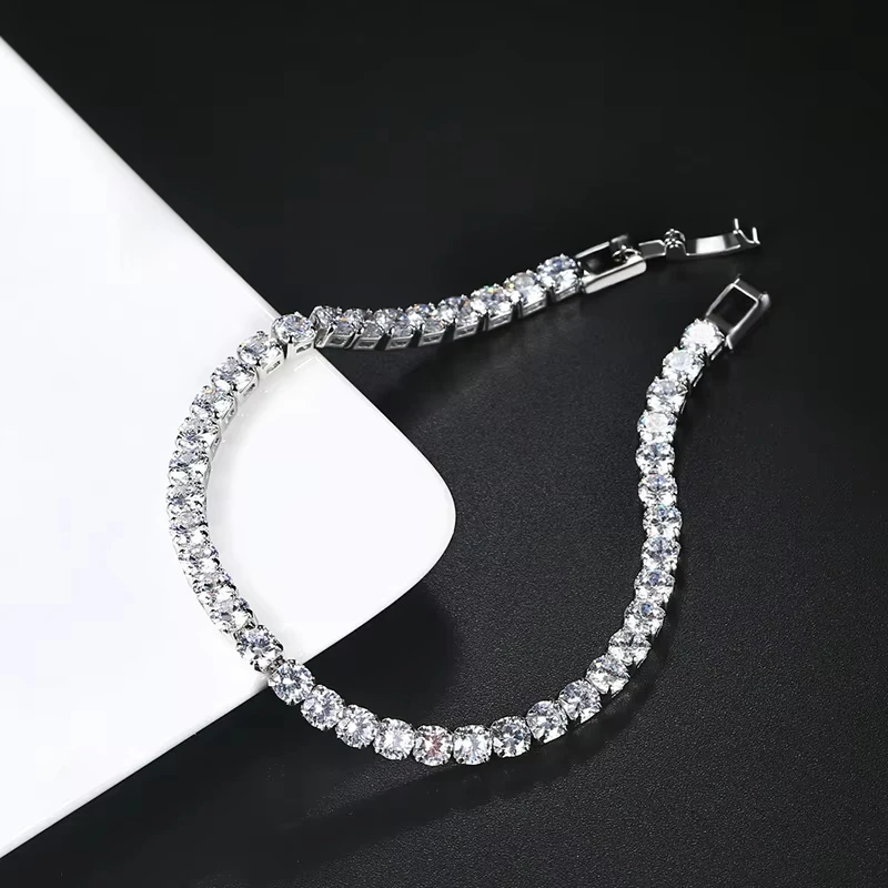 New Luxury Gold Silver Color on Hand Princess Bracelet Bangle for Women Anniversary Gift Jewelry Wholesale thumbnail 3