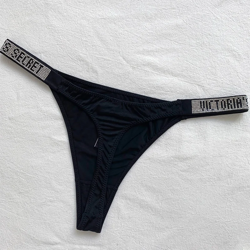 2025 New Sexy Pink Brand Lingerie Female Intimate Underwear Rise Women Panties Bra Rhinestone Letter Comfort Brief thumbnail 5