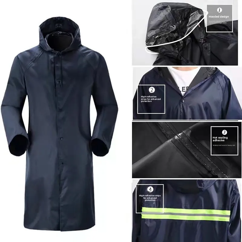 Full-Length Electric Motorcycle Raincoat Adult Single-Person Women's Style Riding Rainwear Thick Oxford Cloth PVC Lining thumbnail 4