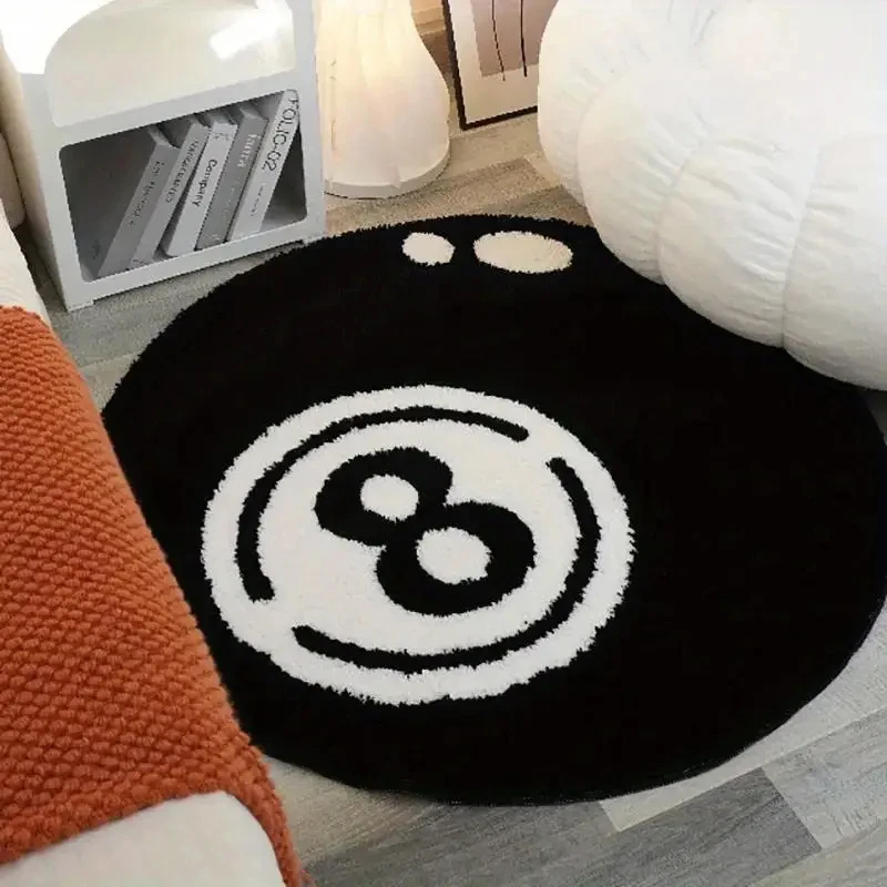 VIKAMA Black 8-Piece Billiards Carpet - Soft Fuzzy Living Room Floor Mat - Bedside Rug For Bedroom - Ideal For Soft Home Decor thumbnail 3