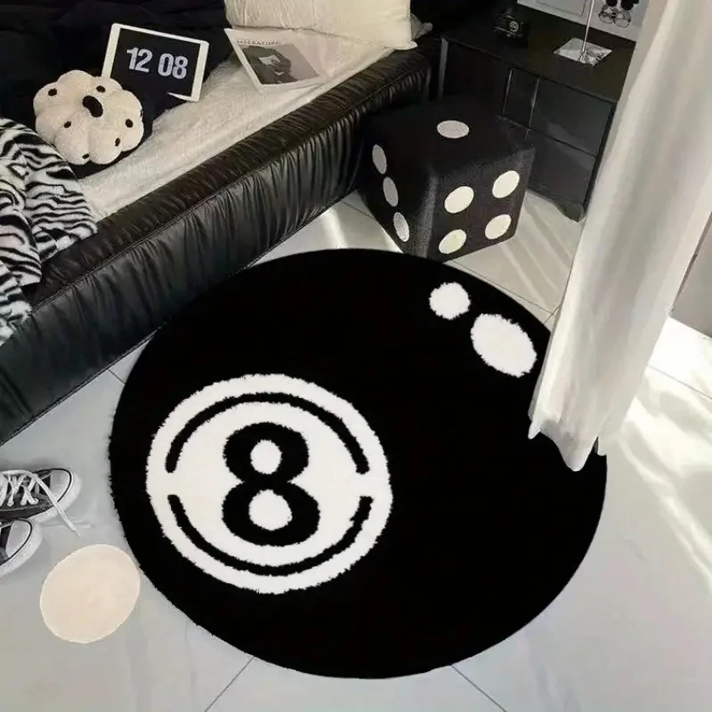 VIKAMA Black 8-Piece Billiards Carpet - Soft Fuzzy Living Room Floor Mat - Bedside Rug For Bedroom - Ideal For Soft Home Decor thumbnail 2