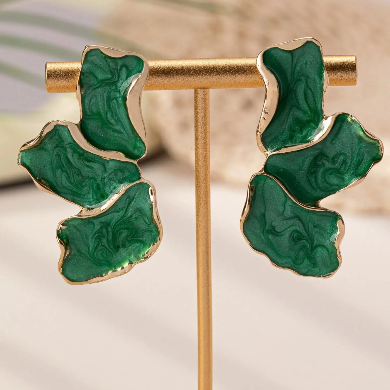 Cefiri Gold Plated Irregular Petal Earring For Women Unique Statement Flower Dangle Earrings Trendy Jewelry Gift thumbnail 5