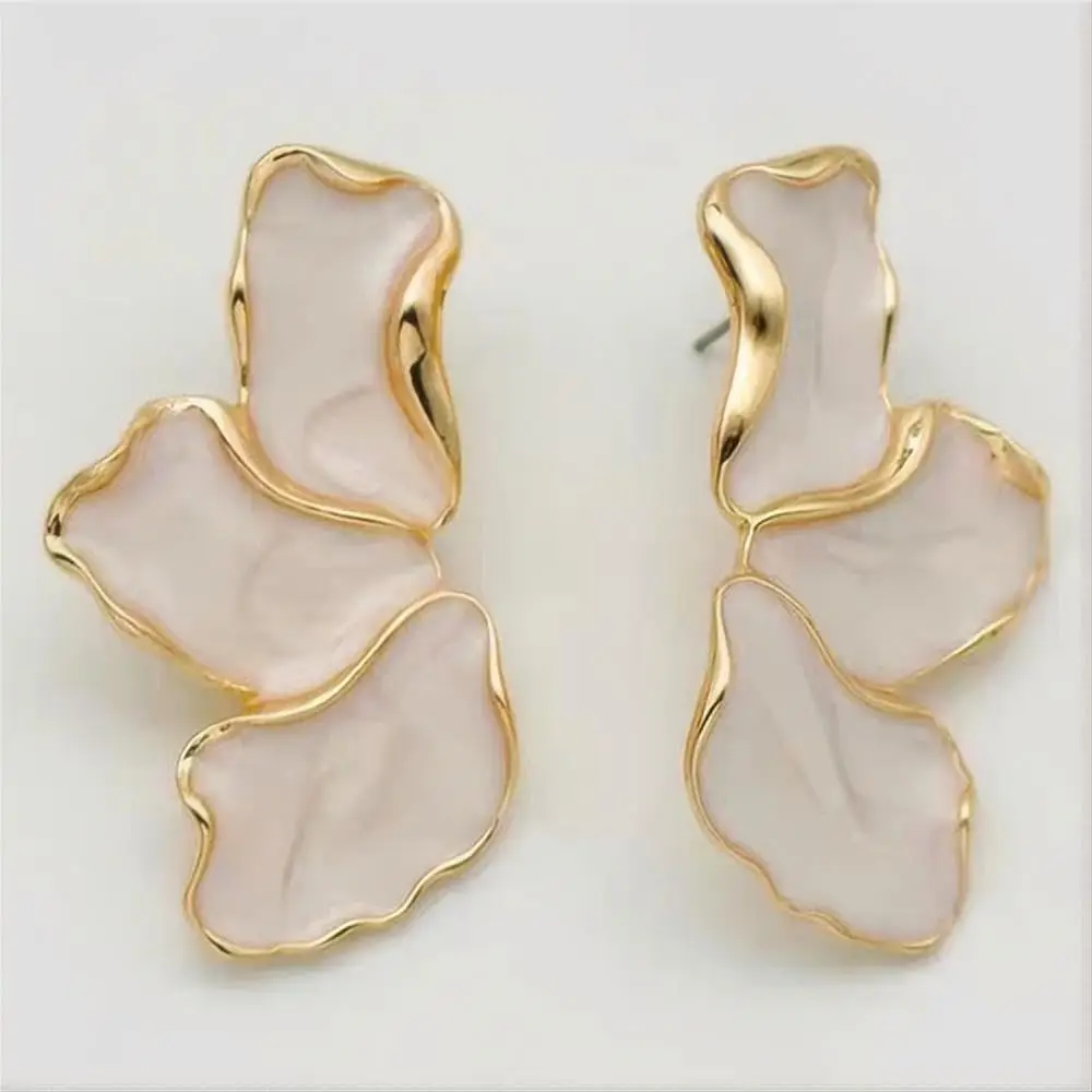 Cefiri Gold Plated Irregular Petal Earring For Women Unique Statement Flower Dangle Earrings Trendy Jewelry Gift